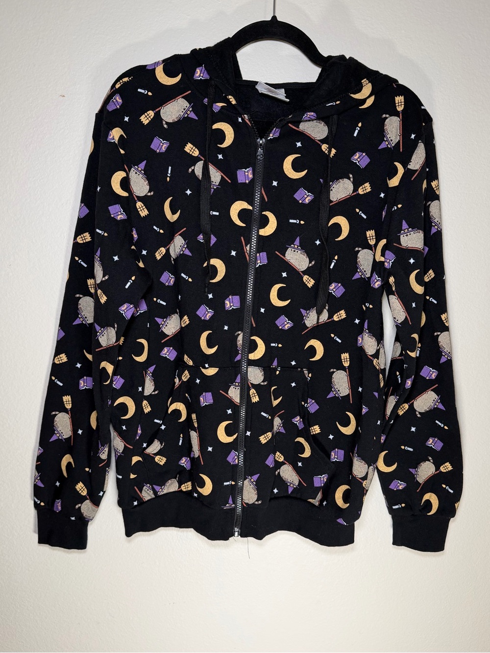 Pusheen Fall Halloween Graphic Zip Hooded Sweatshirt Cats Celestial Witch Gothic
